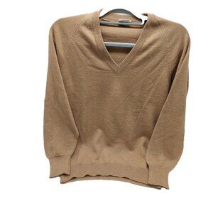 Oleg Cassini By Burma Mens Sweater V-Neck Tan Camel Size Medium Made In Italy